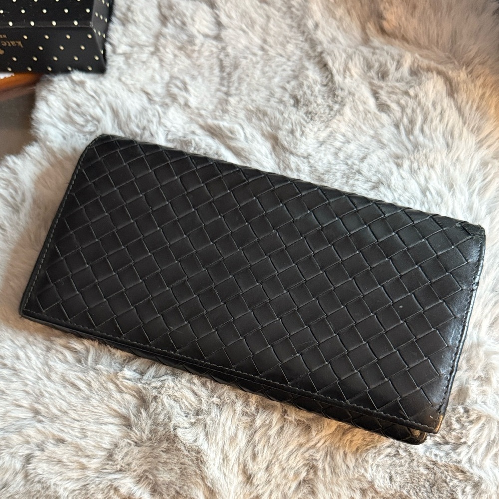Bottega Veneta Black Woven Leather Wallet